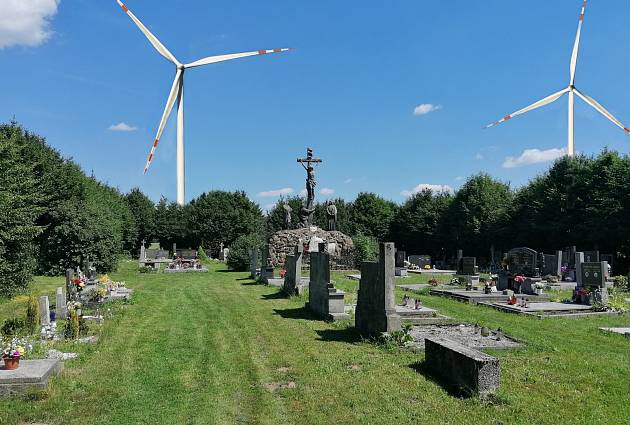 Hrobka rodiny Haberland, kulturní památka rejs. č. ÚSKP 101642, vizualizace skutečného umístění a rozměrů zamýšlených VE1 a VE2